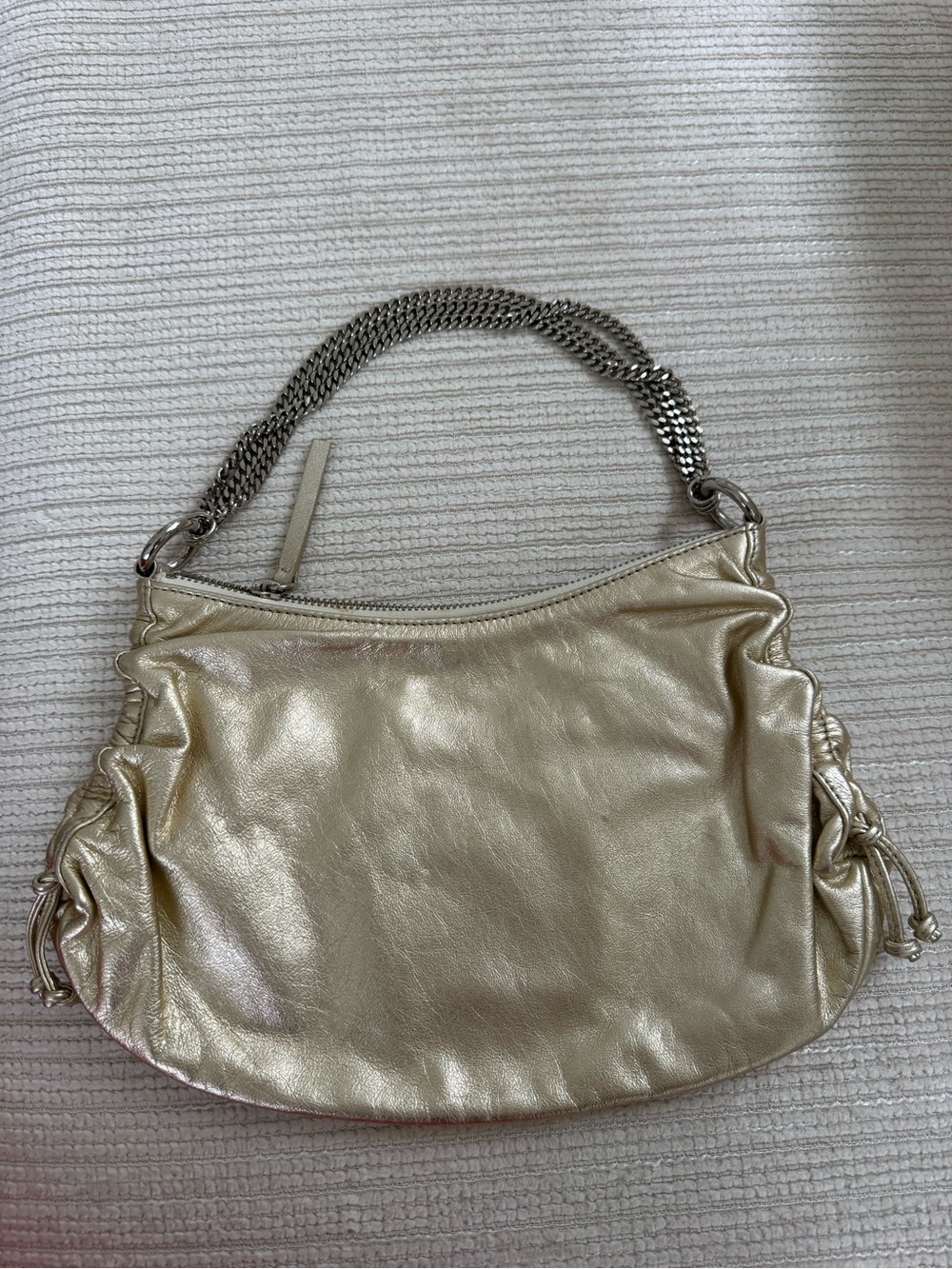 Banana Republic Metallic Gold Leather Shoulder Bag Chain Handle